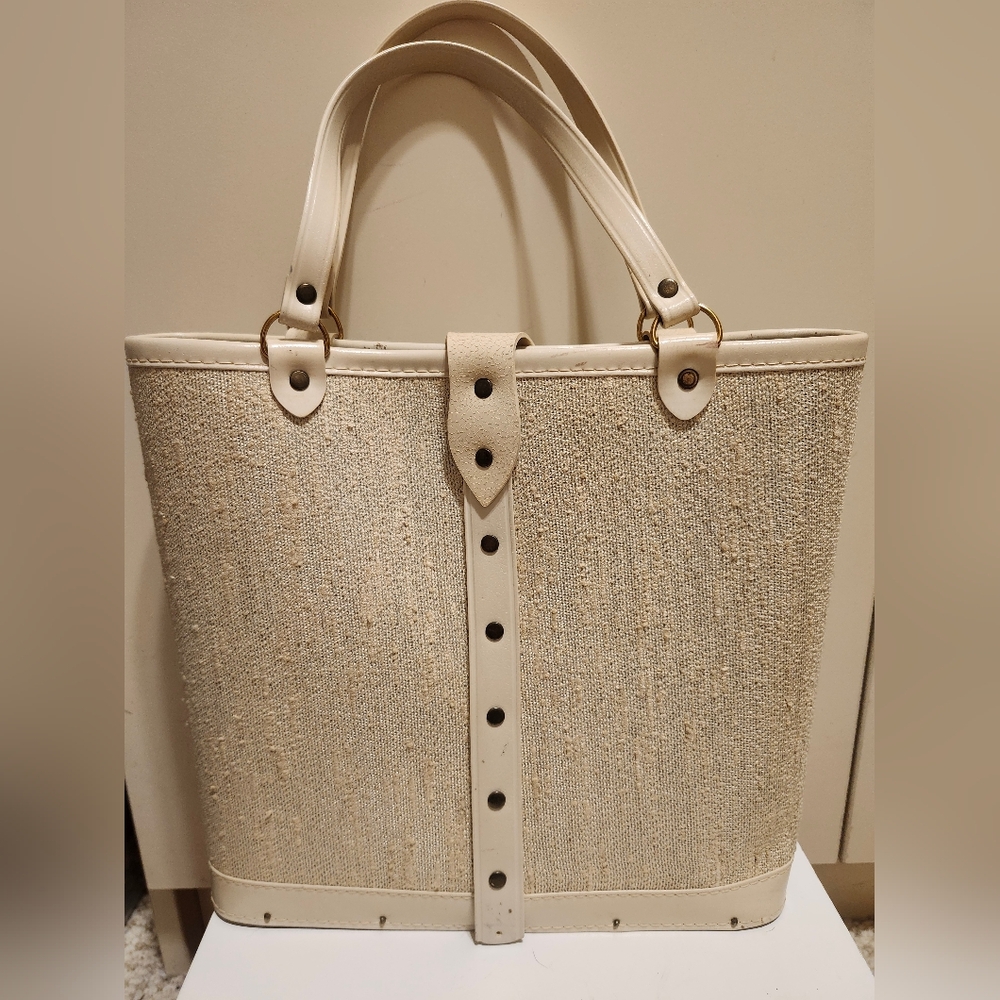 Vintage Pristine 1960s Enid Collins–Inspired “Jeweled Garden” Canvas Tote - Picture 3 of 8